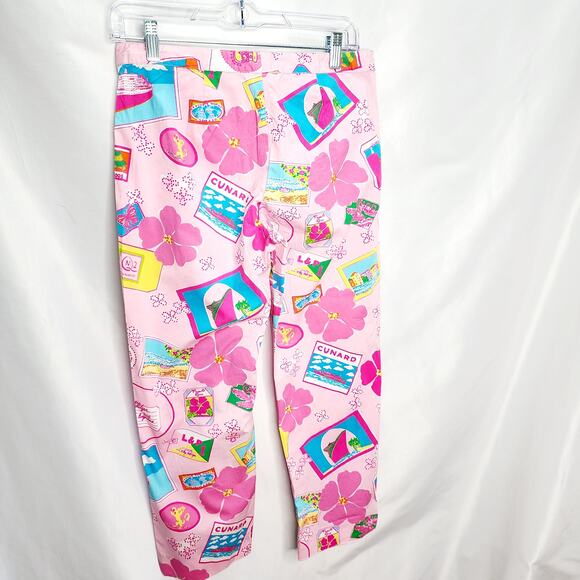 Vintage Lilly Pulitzer White Label Cruise Away Vacation Cropped Pants Size 6 - Picture 2 of 10